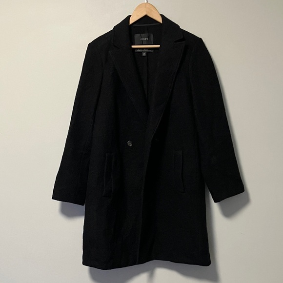 J. Crew Jackets & Blazers - J. Crew Italian Boiled Wool Black Overcoat Coat Jacket